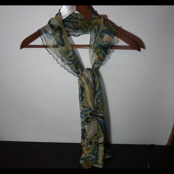 Vintage Authentic Retro 60's or 70's Stretchy Floral Hair or Neck Scarf - Picture 3 of 9